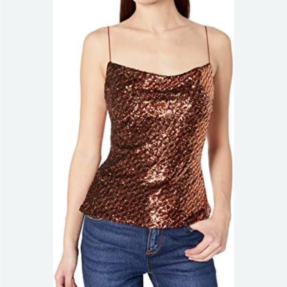 Astr Copper-Brown Sequin Cami Top